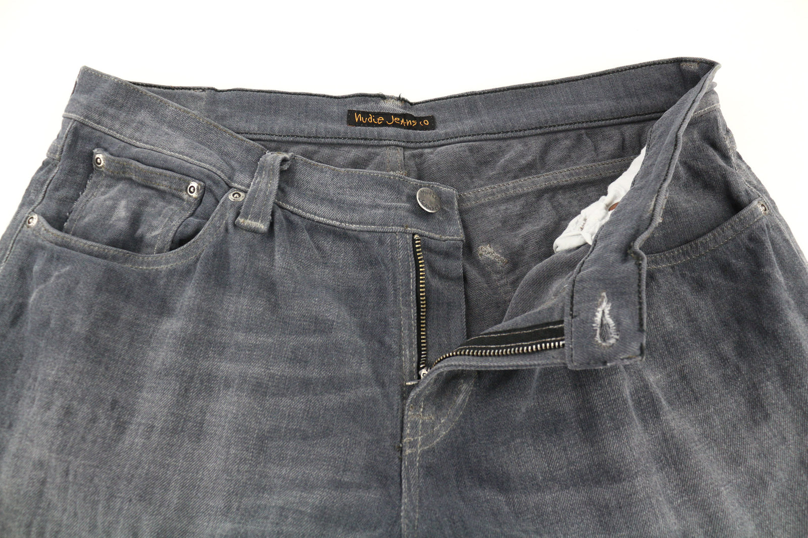 NUDIE JEANS Tight Long John Men Jeans W34/L34 Organic Charcoal Washed Slim Logo