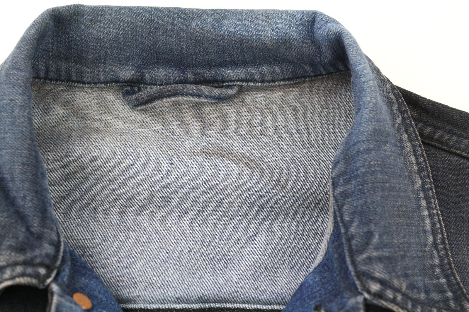 NUDIE JEANS Perry Men Jacket S Denim Organic Black On Blue Buttoned Spread Neck