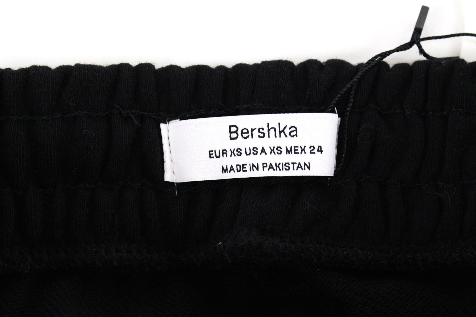 BERSHKA Women Sport Trousers XS Black Drawstrings Cotton Blend Pull On Joggers