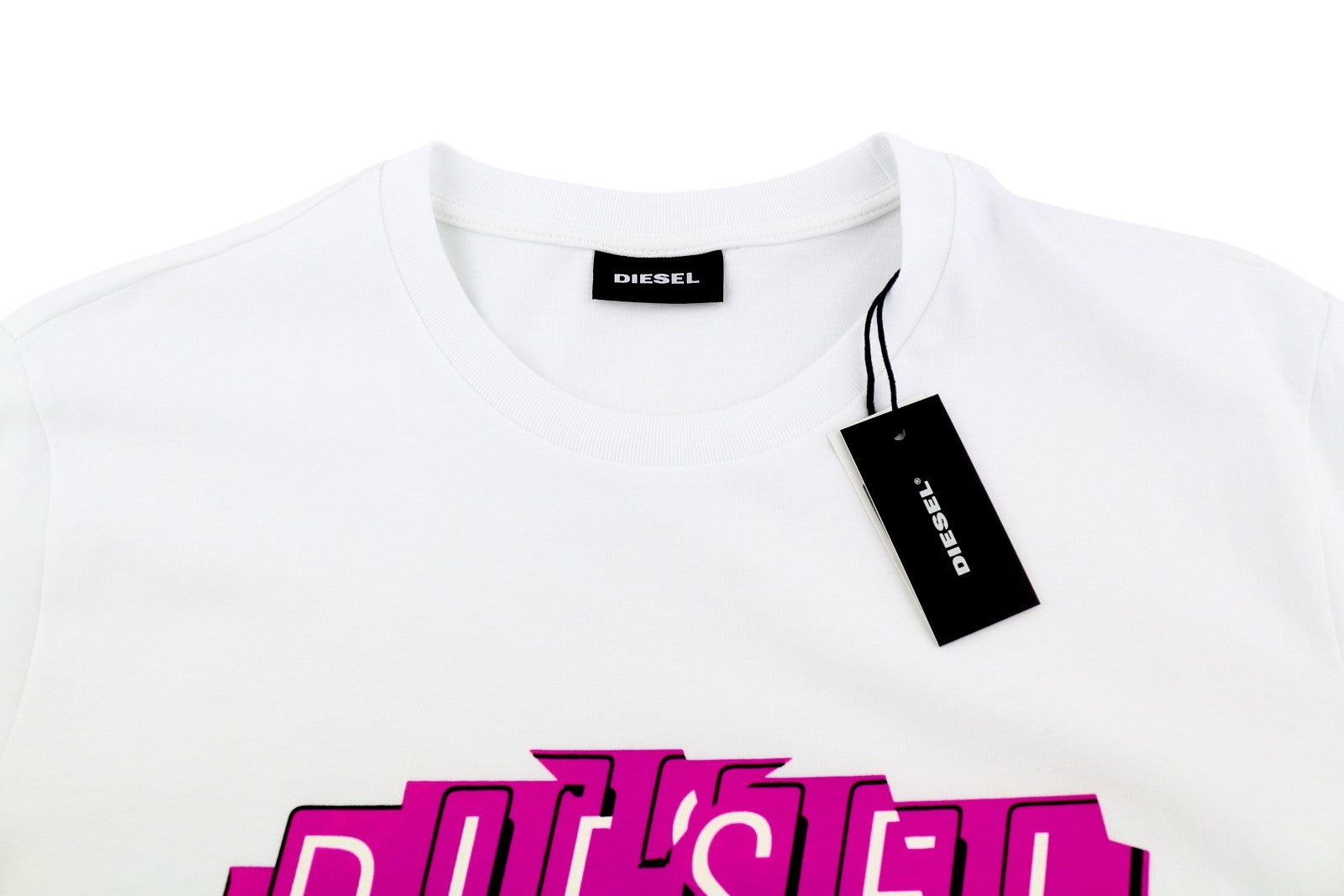 DIESEL T-Diegos-E32 Men T-Shirt M White Short Sleeve Crew Neck Cotton Tricot