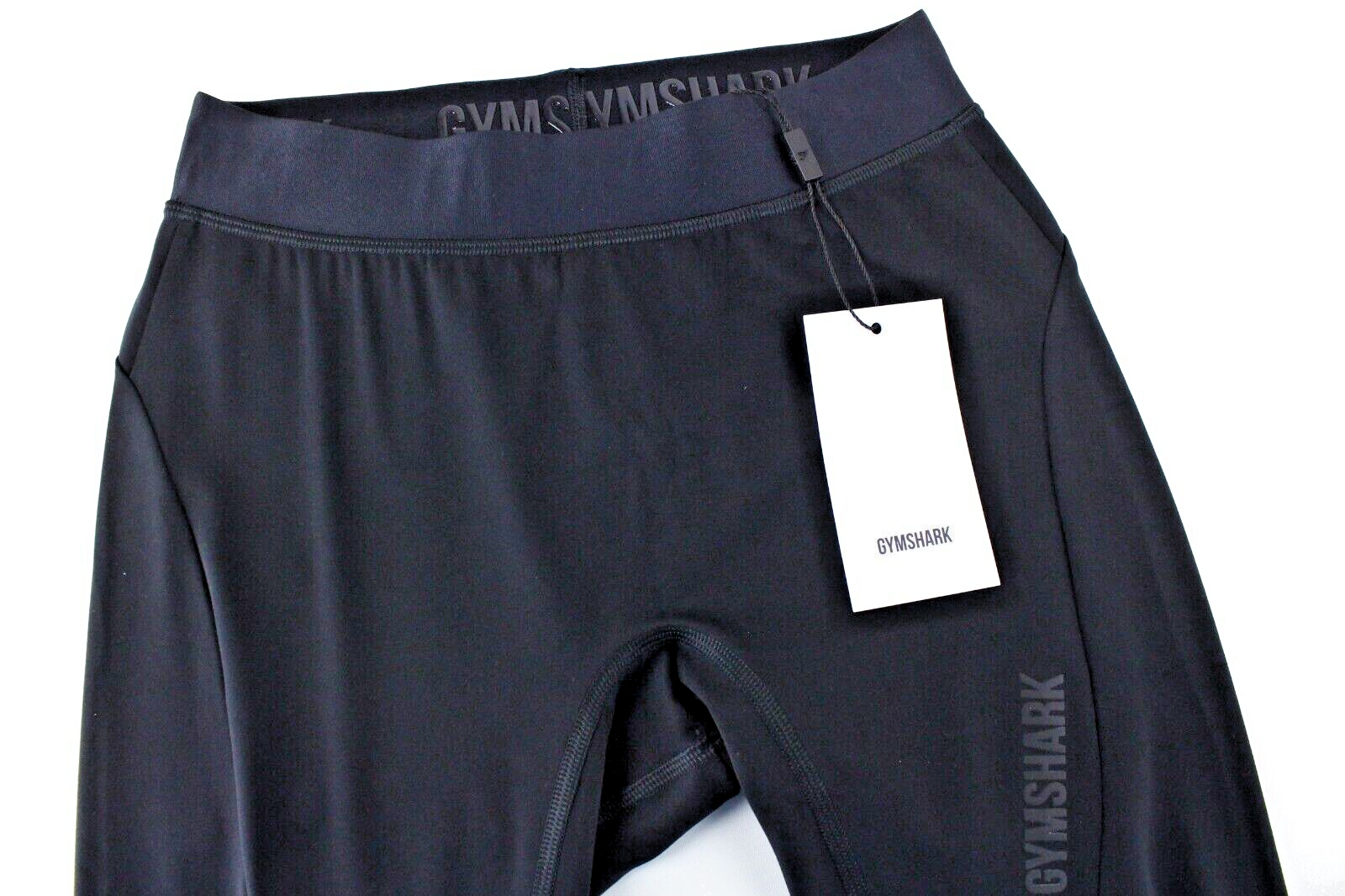 GYMSHARK Women Leggings S Black Waistband Stretch Focus Activewear Logo