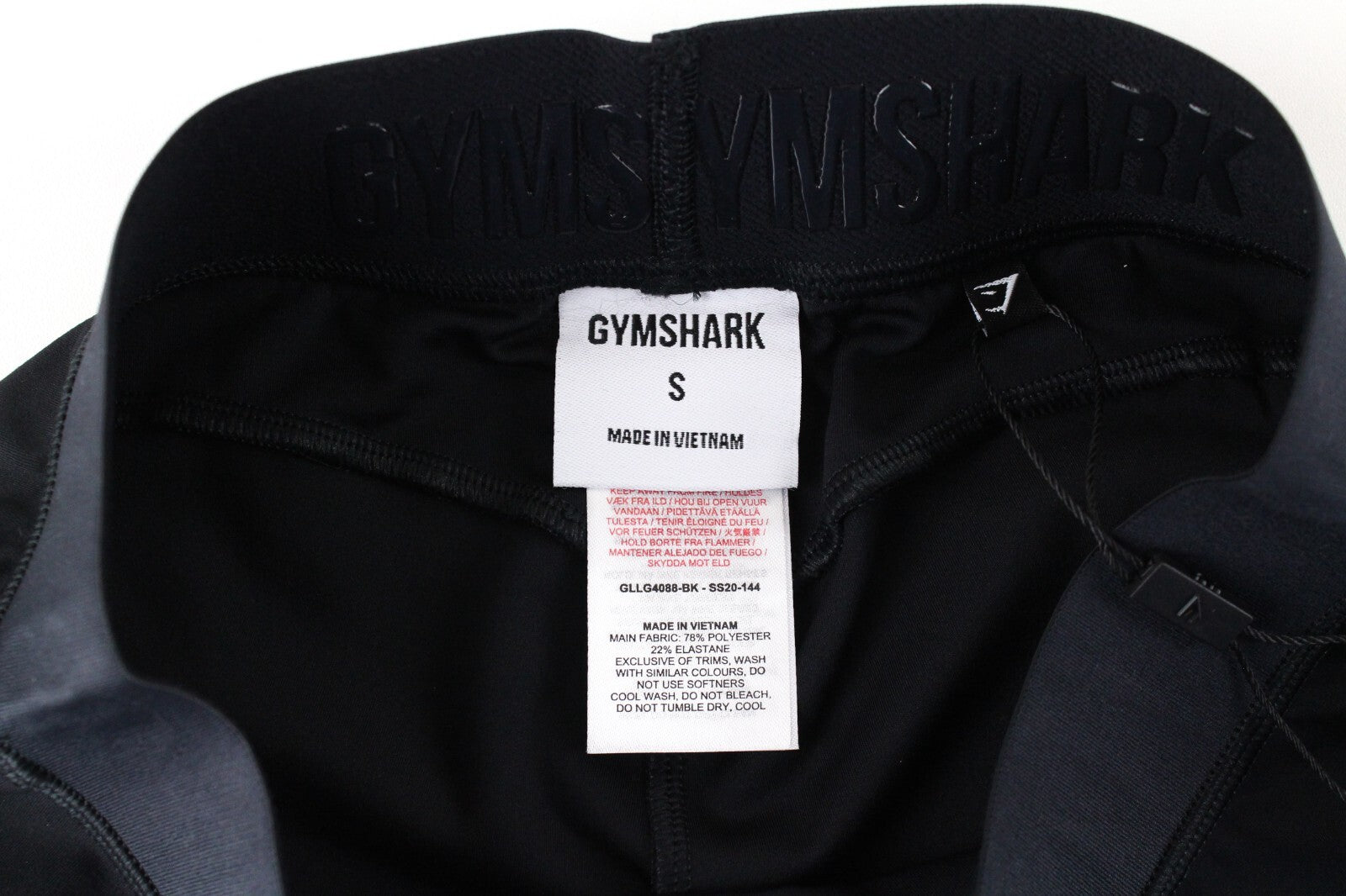 GYMSHARK Women Leggings S Black Waistband Stretch Focus Activewear Logo