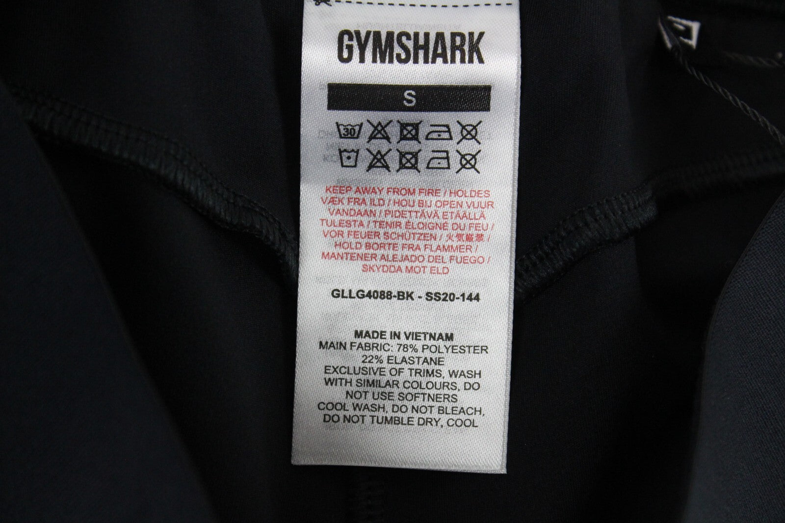 GYMSHARK Women Leggings S Black Waistband Stretch Focus Activewear Logo