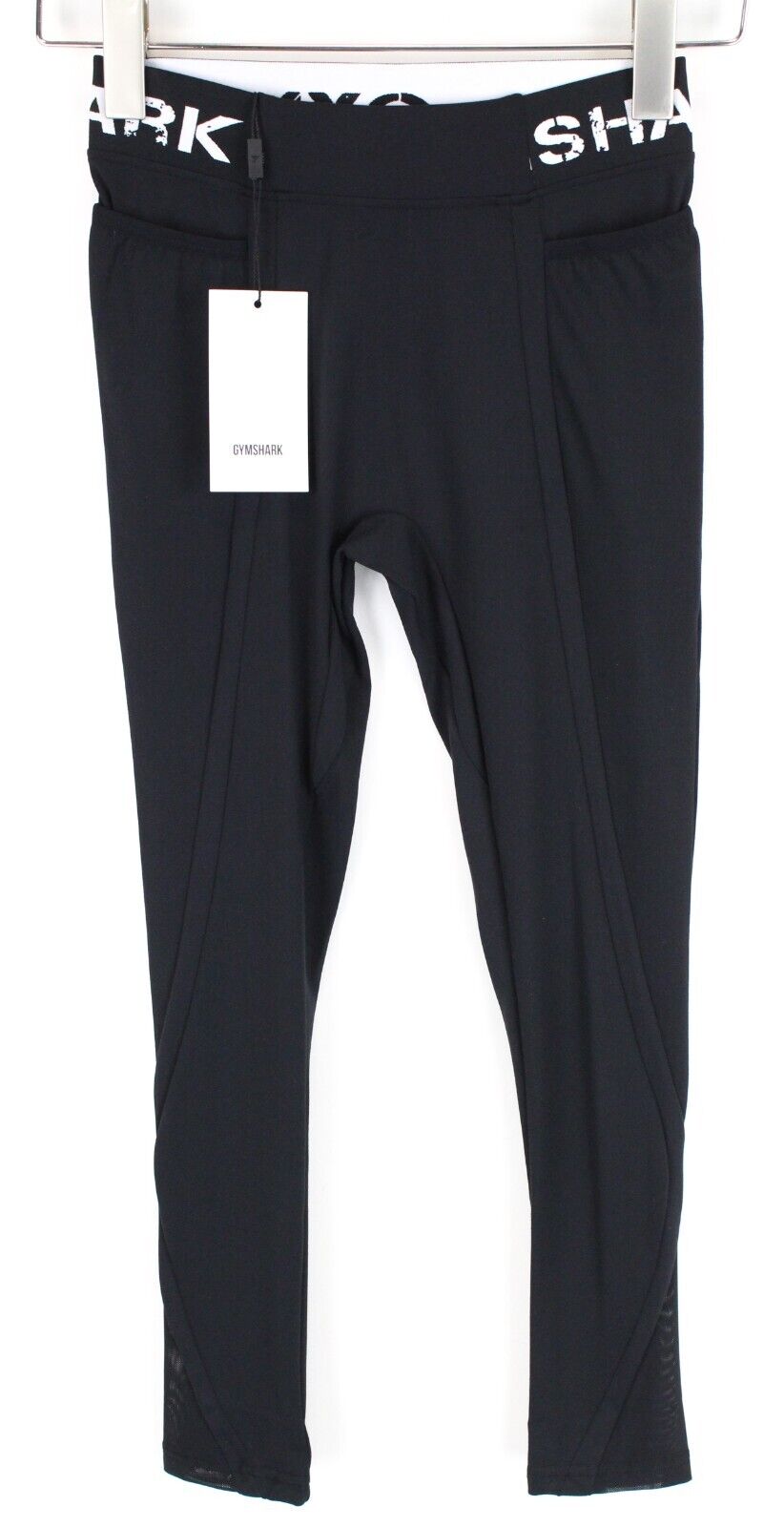 GYMSHARK Women Leggings S Black Stretch Legacy Fitness Logo Waistband