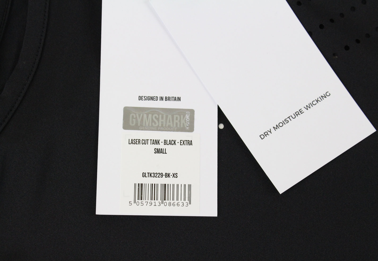 GYMSHARK Women Sport Top XS Training Workout Laser Cut Tank Black Breathable*