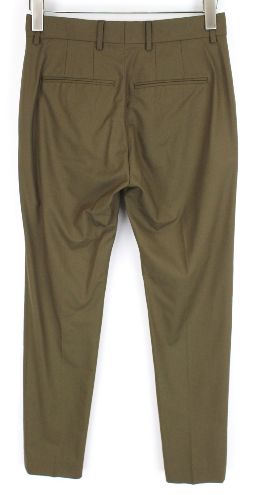 SELECTED Men Trousers UK26R Green Pleated Stretch Slit Pocket Classic