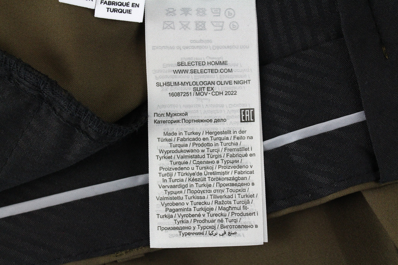 SELECTED Men Trousers UK26R Green Pleated Stretch Slit Pocket Classic