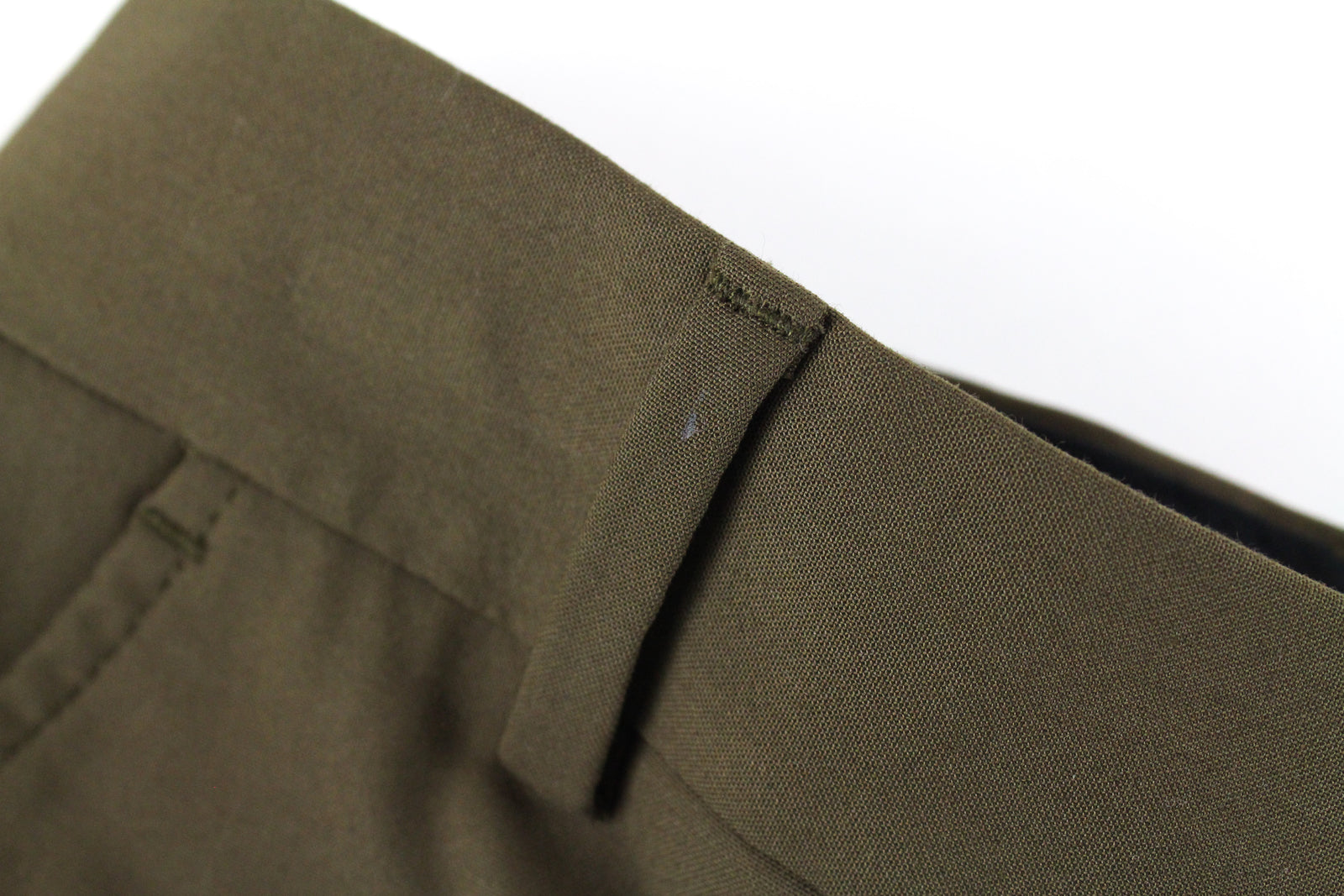 SELECTED Men Trousers UK26R Green Pleated Stretch Slit Pocket Classic