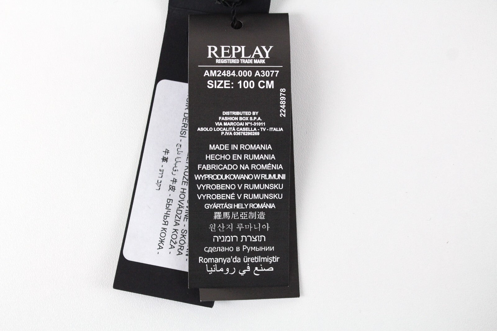 REPLAY Men Belt 100 cm Brown Plain Genuine Leather Buckled Cowhide