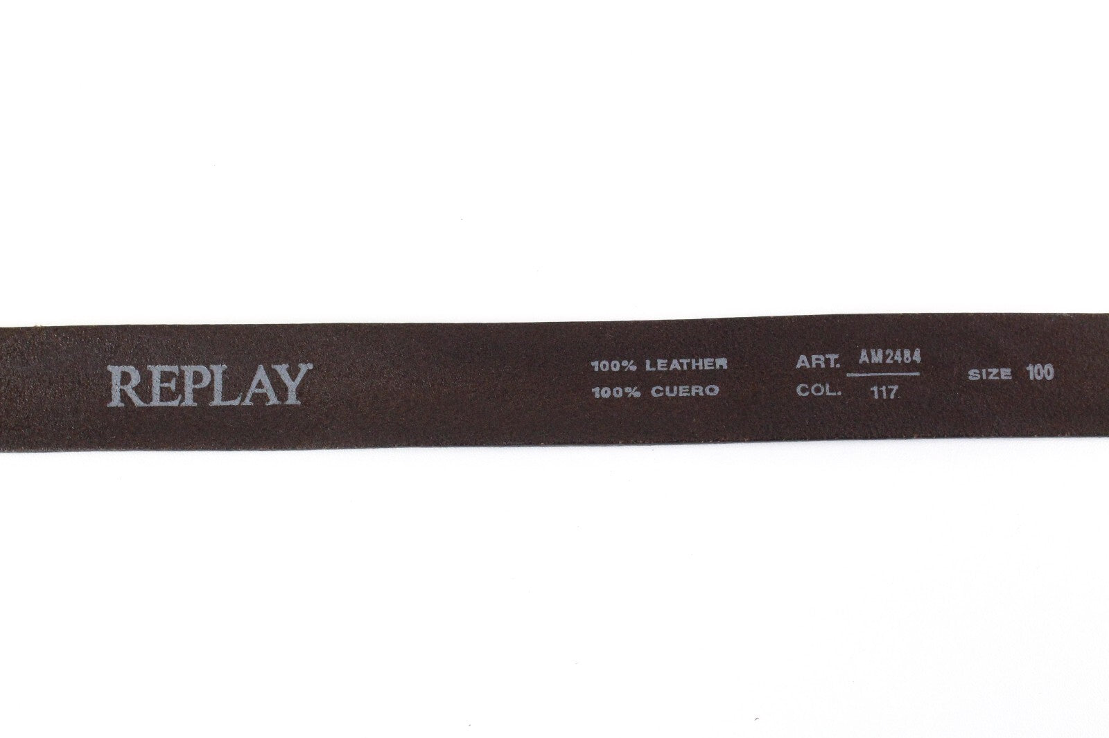 REPLAY Men Belt 100 cm Brown Plain Genuine Leather Buckled Cowhide