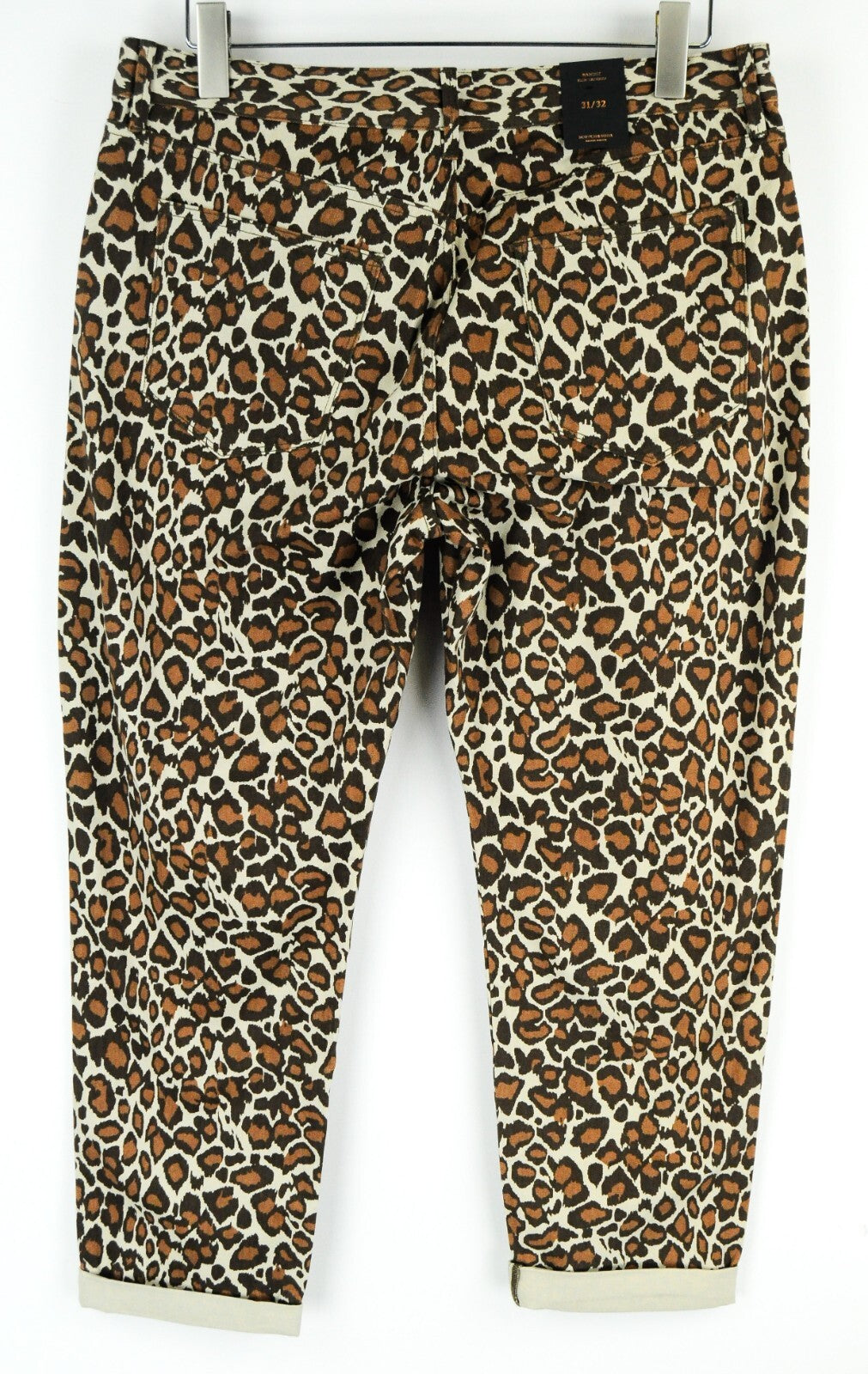 MAISON SCOTCH Women Jeans W31/L32 Cheetah Pattern Tapered Cotton Bandit Brown
