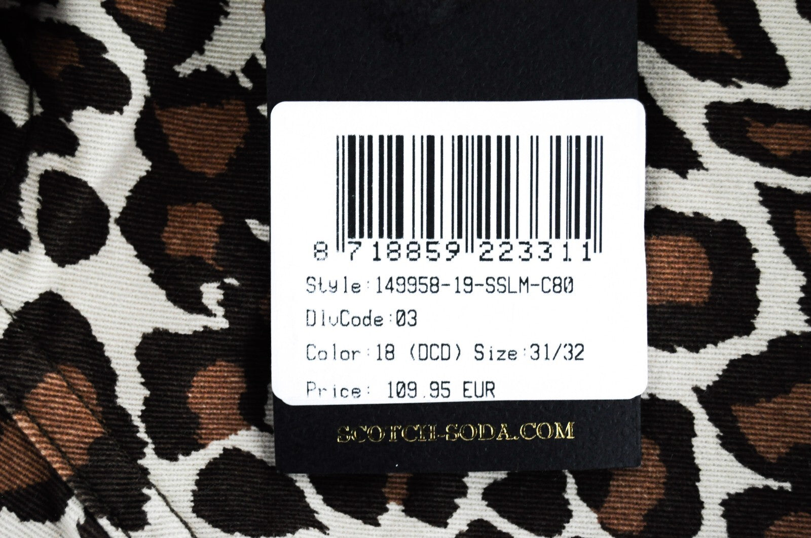 MAISON SCOTCH Women Jeans W31/L32 Cheetah Pattern Tapered Cotton Bandit Brown