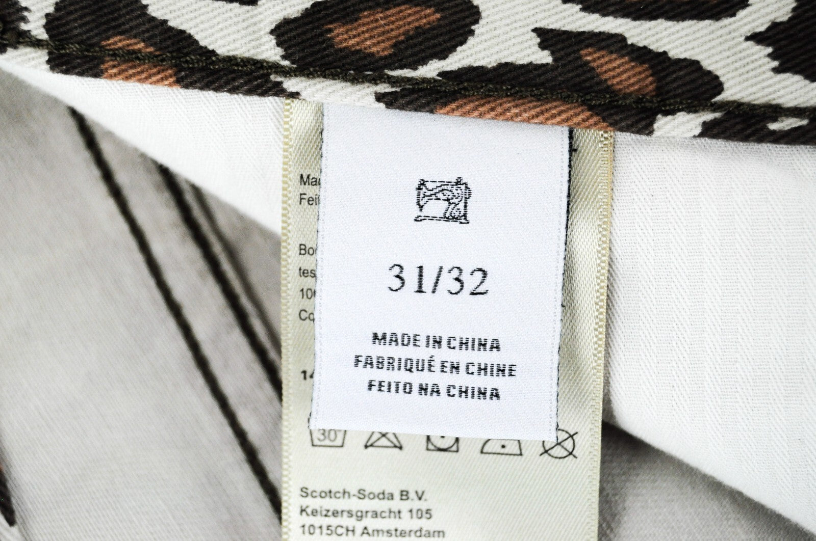 MAISON SCOTCH Women Jeans W31/L32 Cheetah Pattern Tapered Cotton Bandit Brown