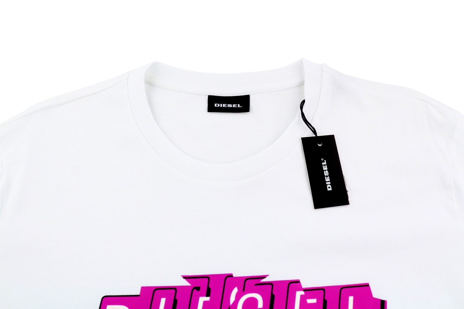 DIESEL T-Diegos-E32 Men T-Shirt XL White Short Sleeve Crew Neck Cotton Tricot