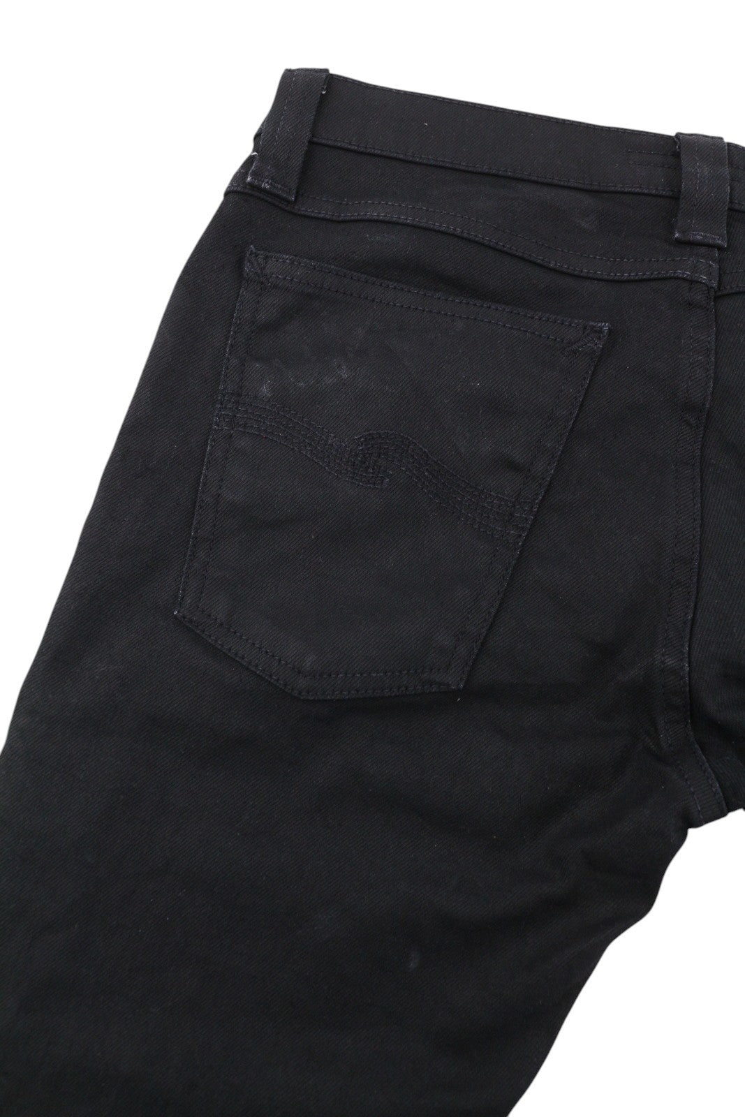 NUDIE JEANS Tight Long John Men Jeans W28/L30 Throb Black Denim Organic Coated