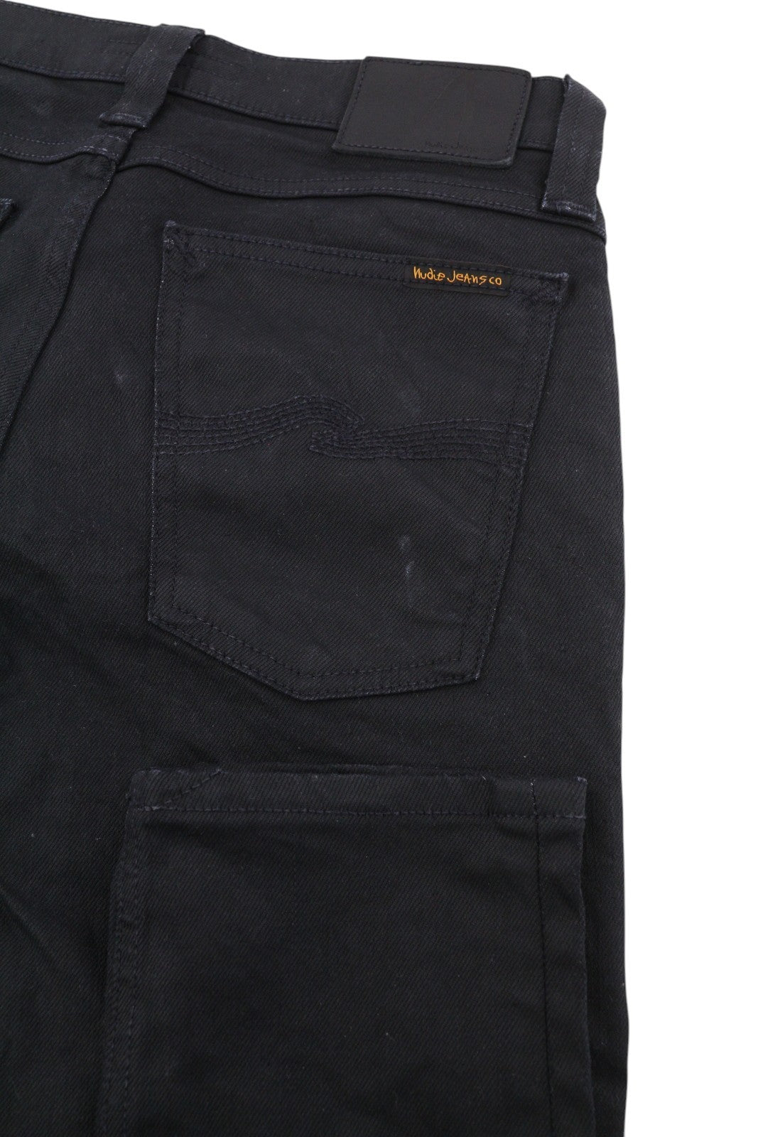 NUDIE JEANS Tight Long John Men Jeans W28/L30 Throb Black Denim Organic Coated