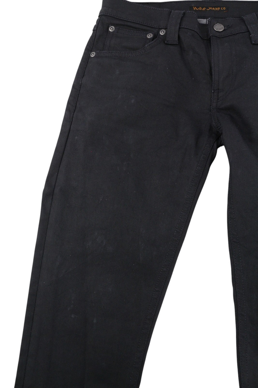 NUDIE JEANS Tight Long John Men Jeans W28/L30 Throb Black Denim Organic Coated