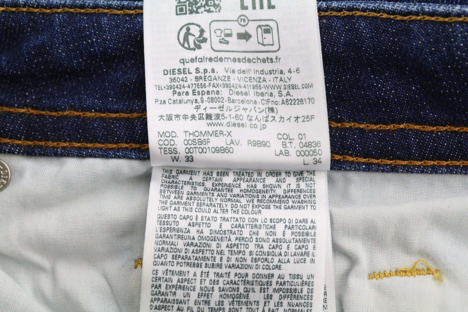 DIESEL Thommer-X R9B90 Men Jeans W33/L34 Slim Low Waist RRP€160 Blue