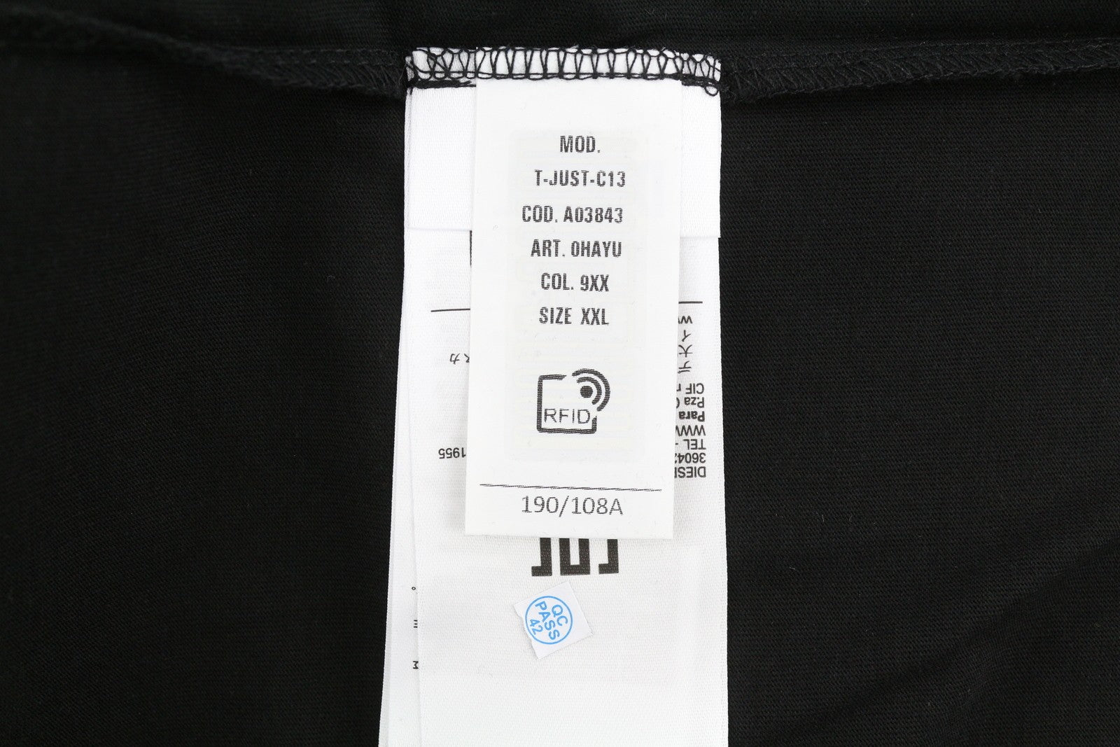 DIESEL T-Just-C13 Men T-Shirt 2XL Black Short Sleeve Crew Neck Cotton Tricot