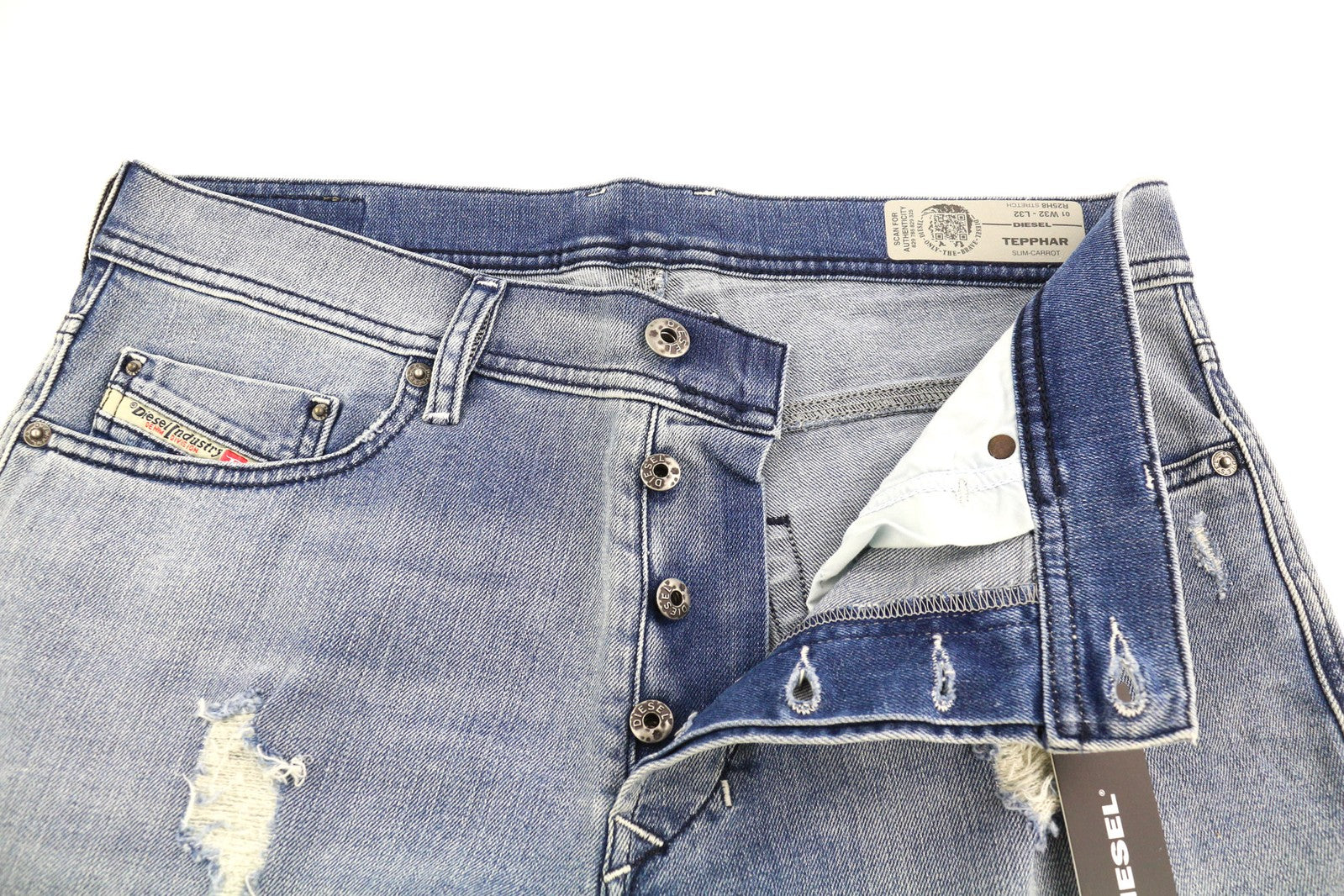 DIESEL Tepphar R25H8 Men Jeans W32/L32 Slim Carrot Fit Stretch Blue RRP€180