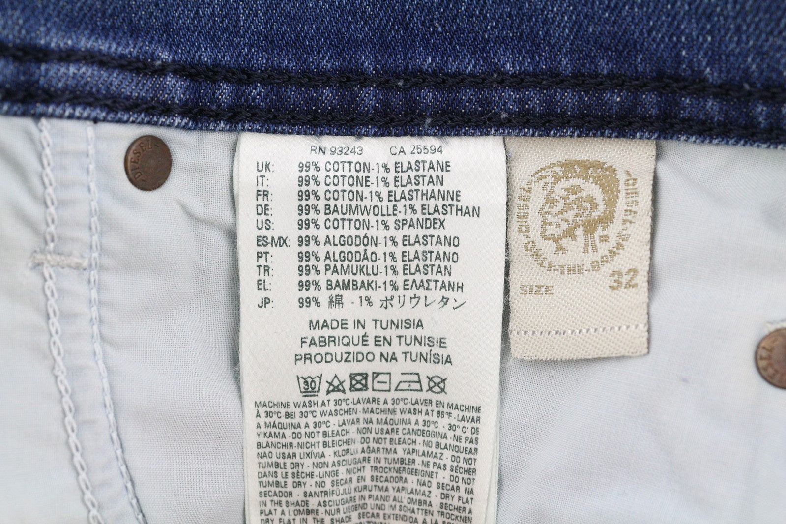 DIESEL Tepphar R25H8 Men Jeans W32/L32 Slim Carrot Fit Stretch Blue RRP€180