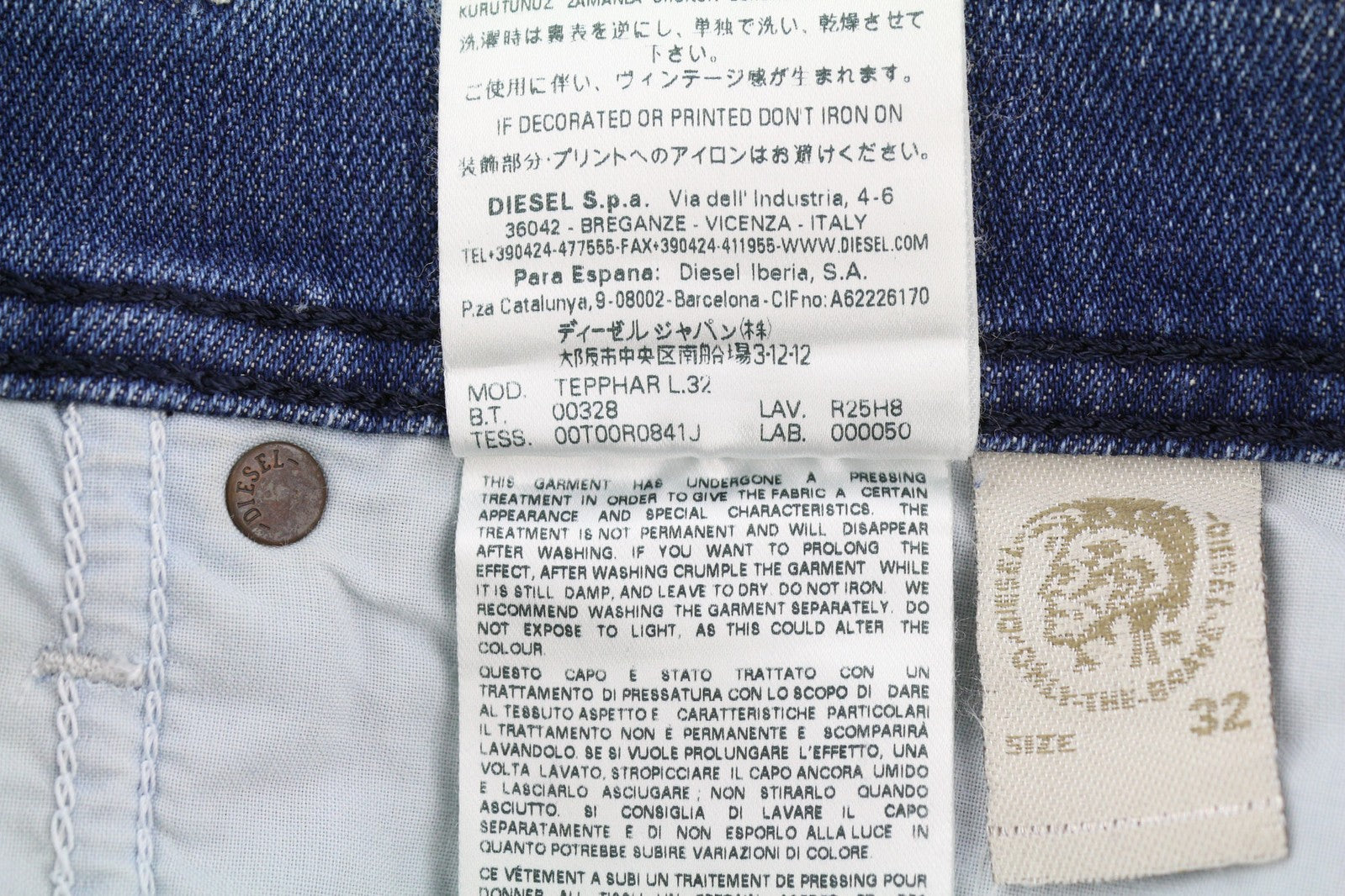 DIESEL Tepphar R25H8 Men Jeans W32/L32 Slim Carrot Fit Stretch Blue RRP€180