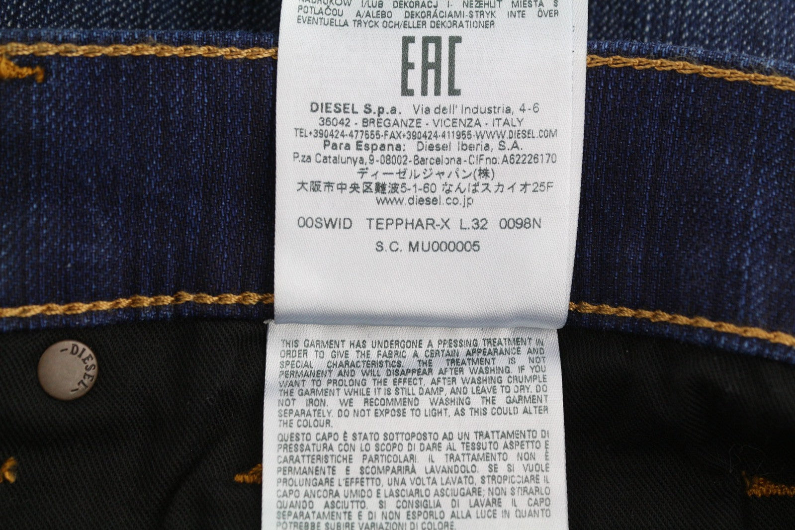 DIESEL Tepphar 0098N Men Jeans W30/L32 Slim Fit Stretch Ripped RRP200 Blue