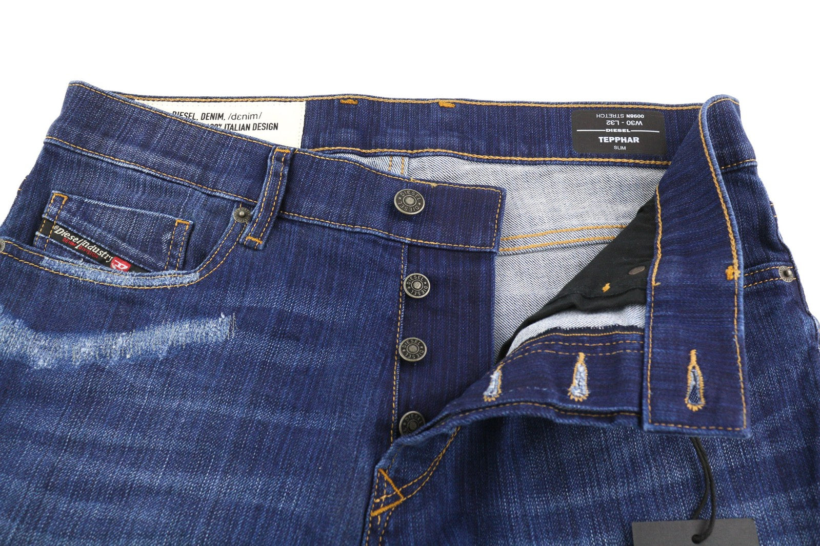 DIESEL Tepphar 0098N Men Jeans W30/L32 Slim Fit Stretch Ripped RRP200 Blue