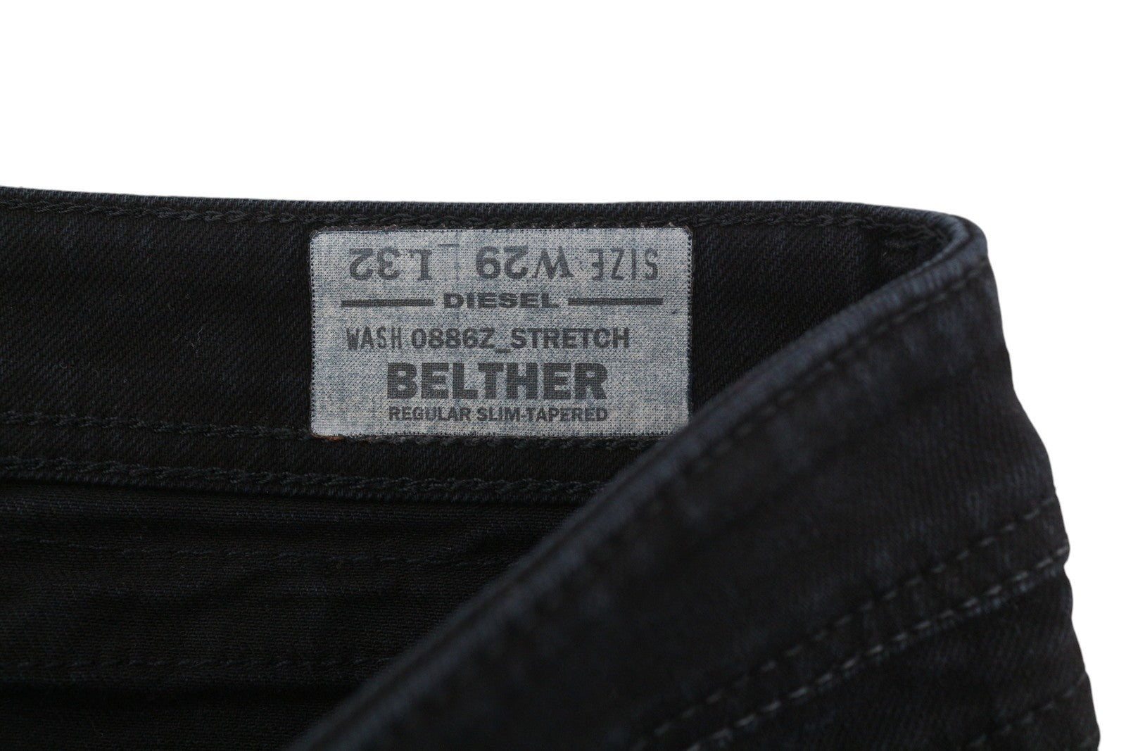 DIESEL Belther 0886Z Men Jeans W29/L32 Denim Black Regular Slim Tapered Stretch