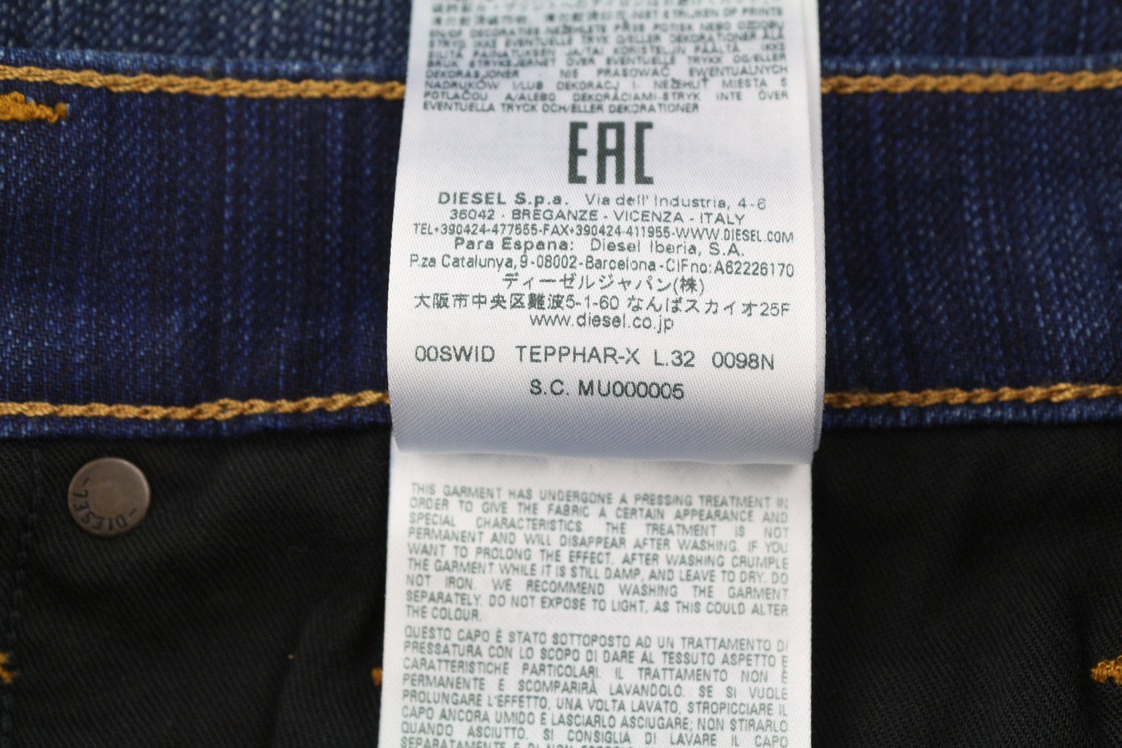 DIESEL Tepphar 0098N Men Jeans W31/L32 Slim Fit Stretch Ripped RRP€200 Blue