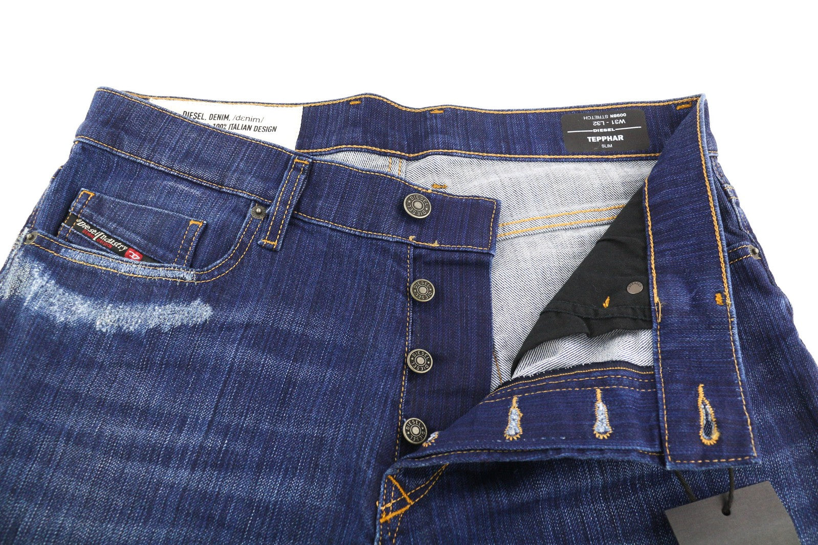 DIESEL Tepphar 0098N Men Jeans W31/L32 Slim Fit Stretch Ripped RRP€200 Blue