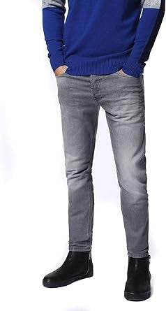 DIESEL Tepphar R39N8 Men Jeans W32/L34 Slim Carrot Fit Stretch Washed Grey Denim