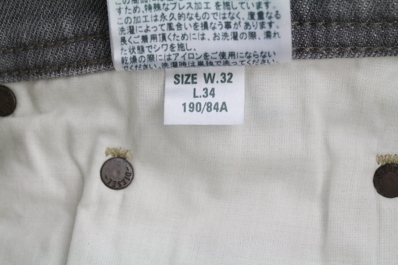 DIESEL Tepphar R39N8 Men Jeans W32/L34 Slim Carrot Fit Stretch Washed Grey Denim