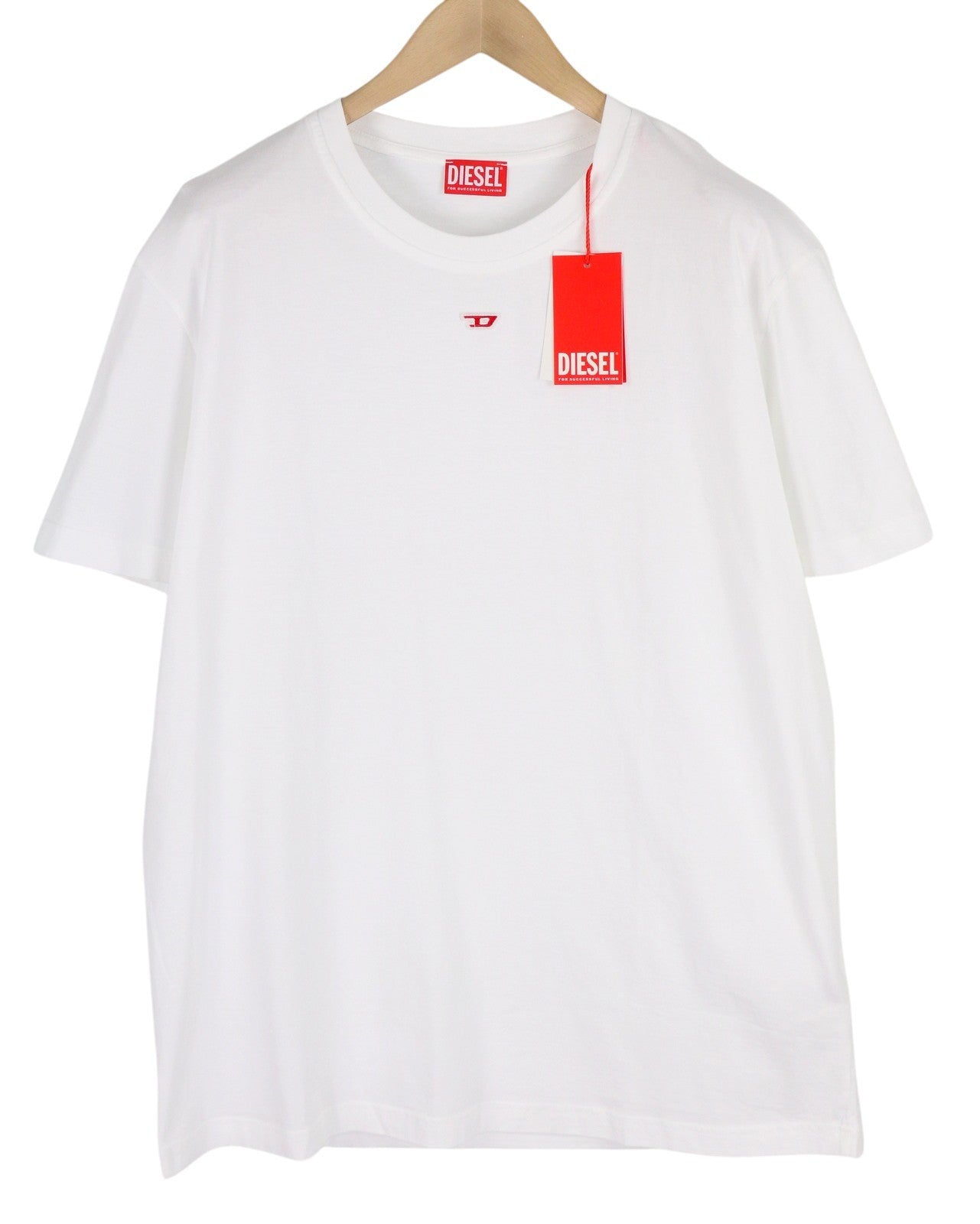 DIESEL T-Diegor-1D Men T-Shirt 3XL White Short Sleeved Crew Collar Logo Tricot