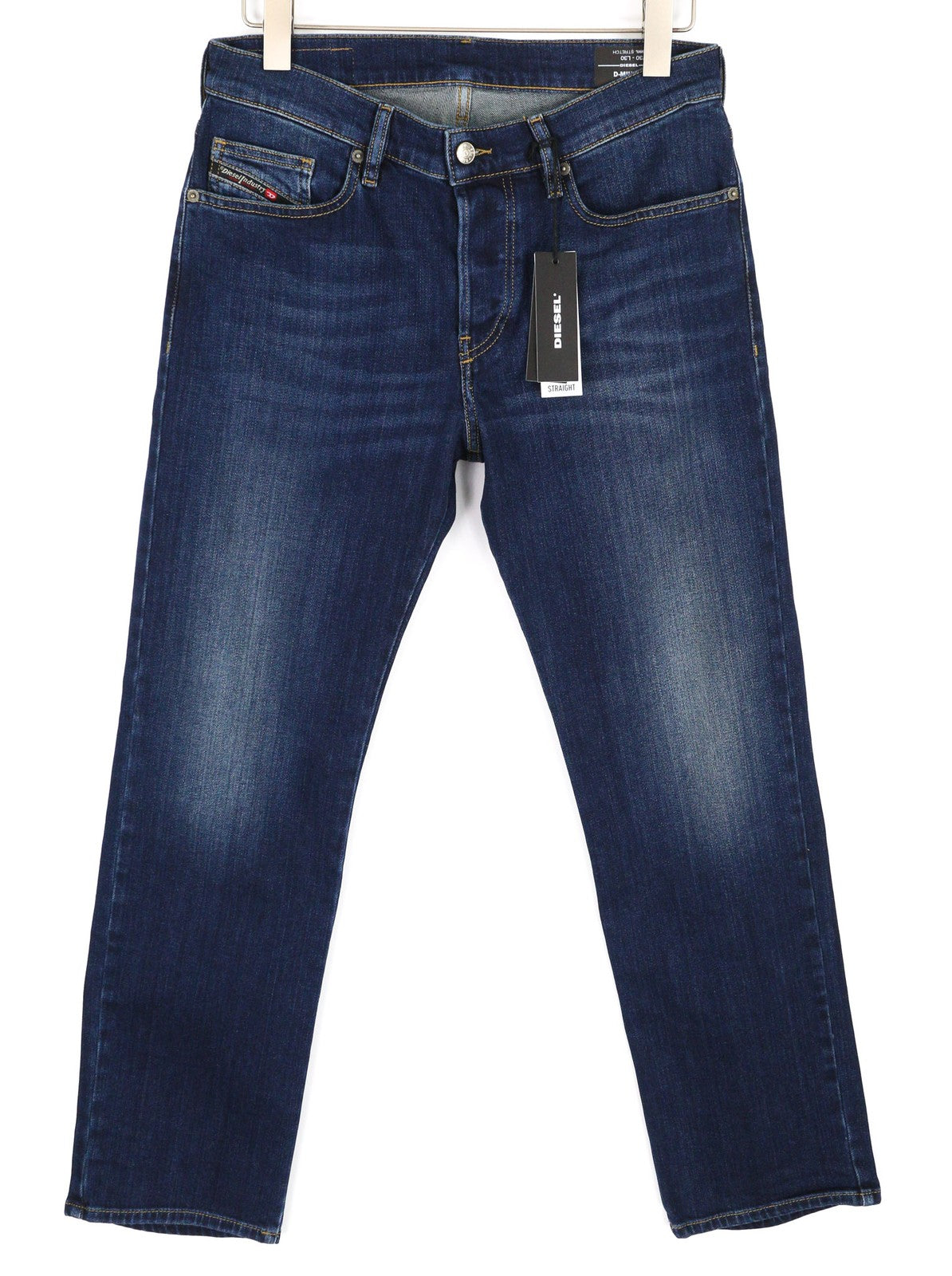 DIESEL D-Mihtry 009ML Men Jeans W30/L30 Straight Fit Stretch Washed Blue Logo