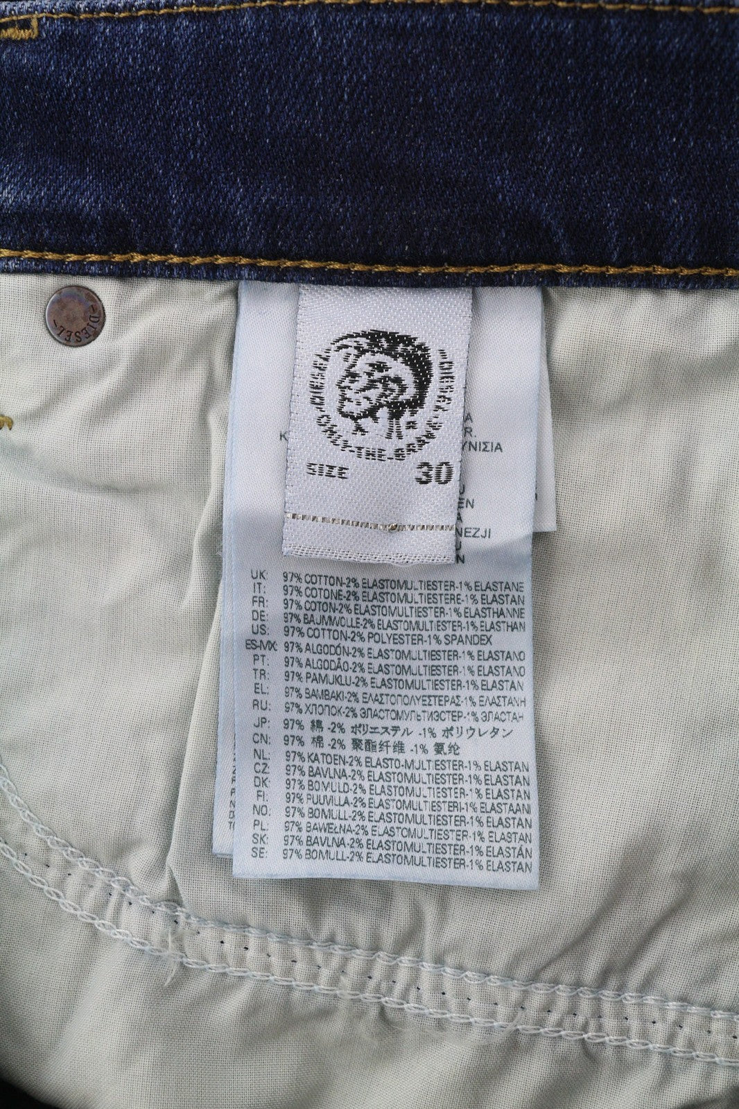 DIESEL D-Mihtry 009ML Men Jeans W30/L30 Straight Fit Stretch Washed Blue Logo