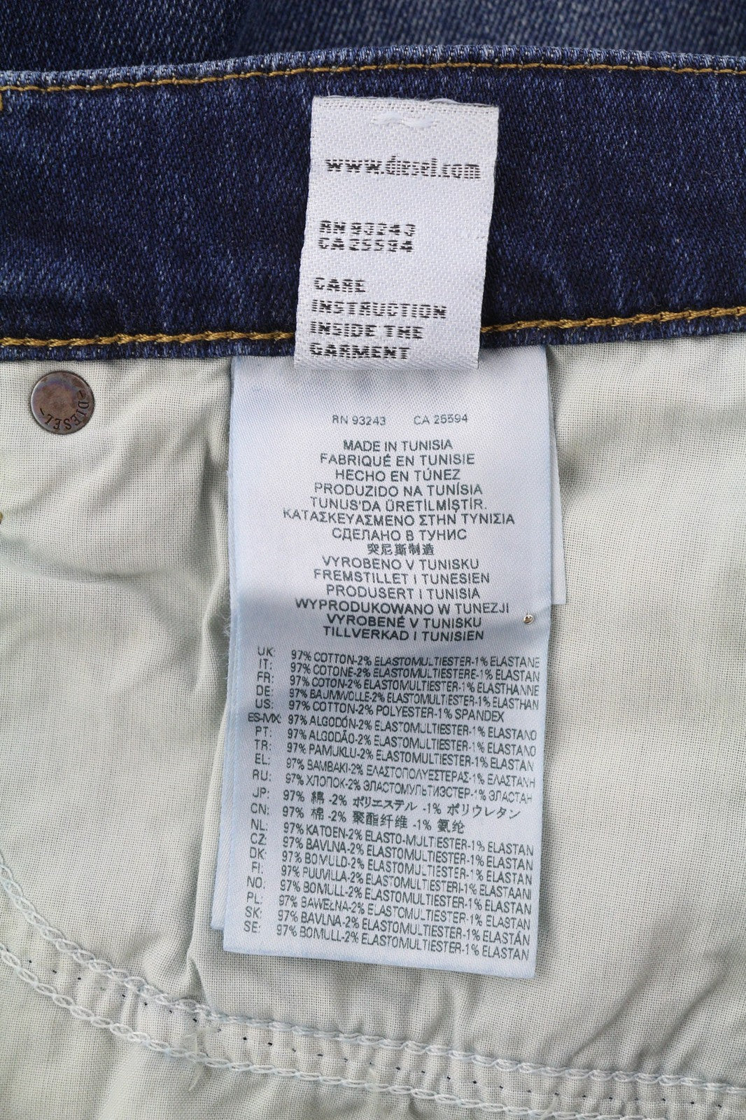 DIESEL D-Mihtry 009ML Men Jeans W30/L30 Straight Fit Stretch Washed Blue Logo