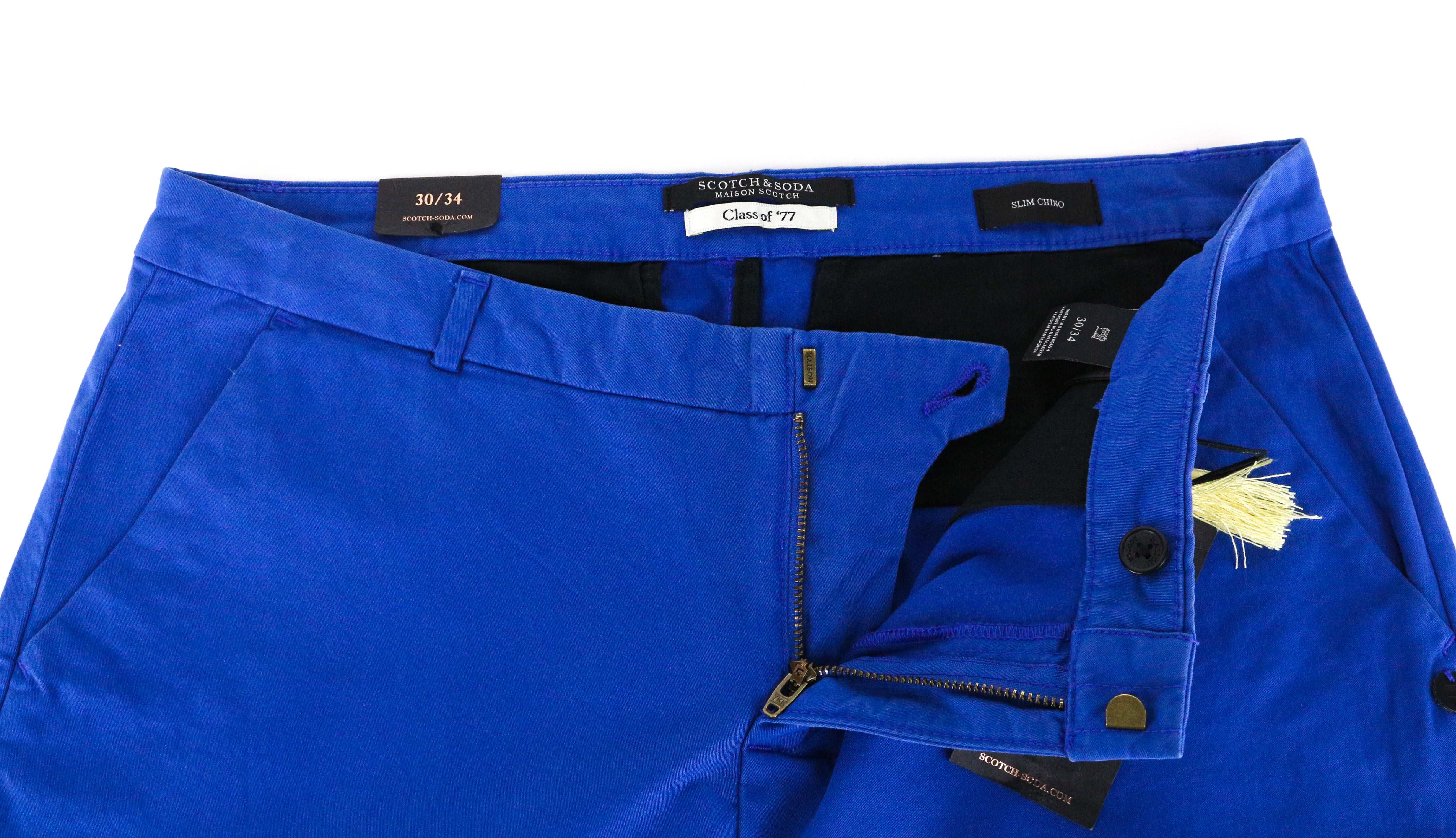 MAISON SCOTCH Women's Trousers W30/L34 Slim Chino Blue Stretch Zipped Classic