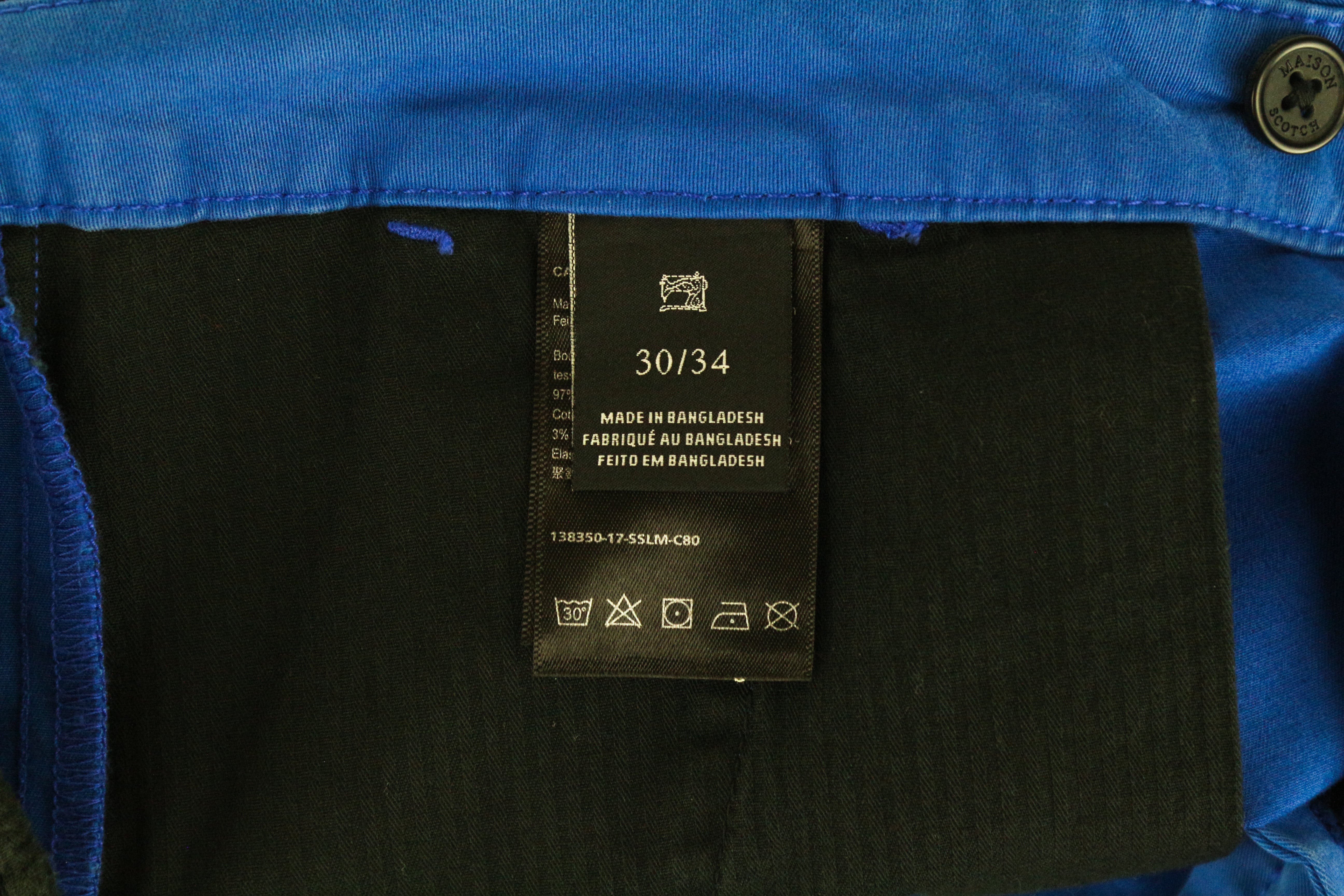 MAISON SCOTCH Women's Trousers W30/L34 Slim Chino Blue Stretch Zipped Classic