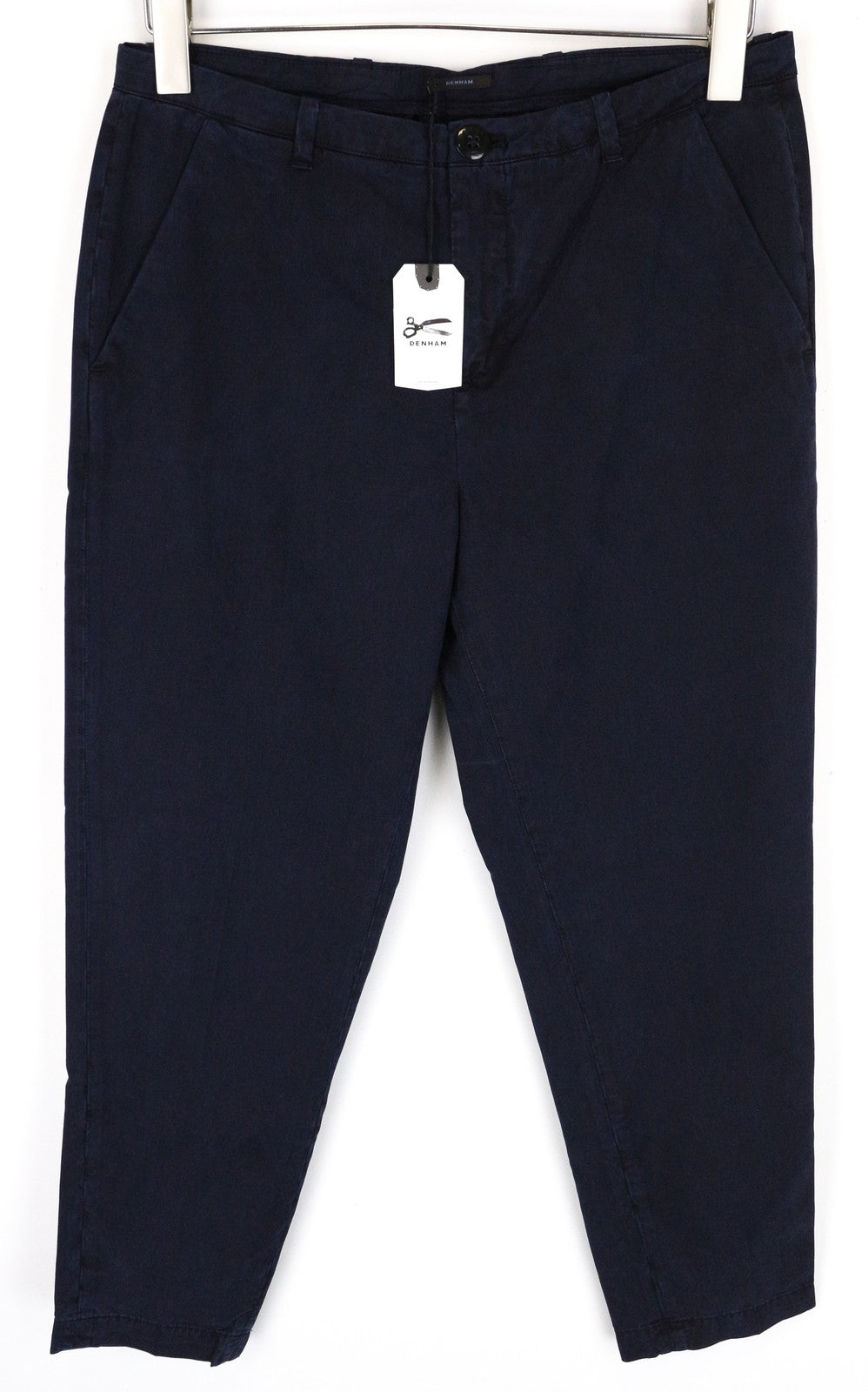 DENHAM Ocean Women's S Trousers Navy Cotton Blend Lightweight Chino Classic