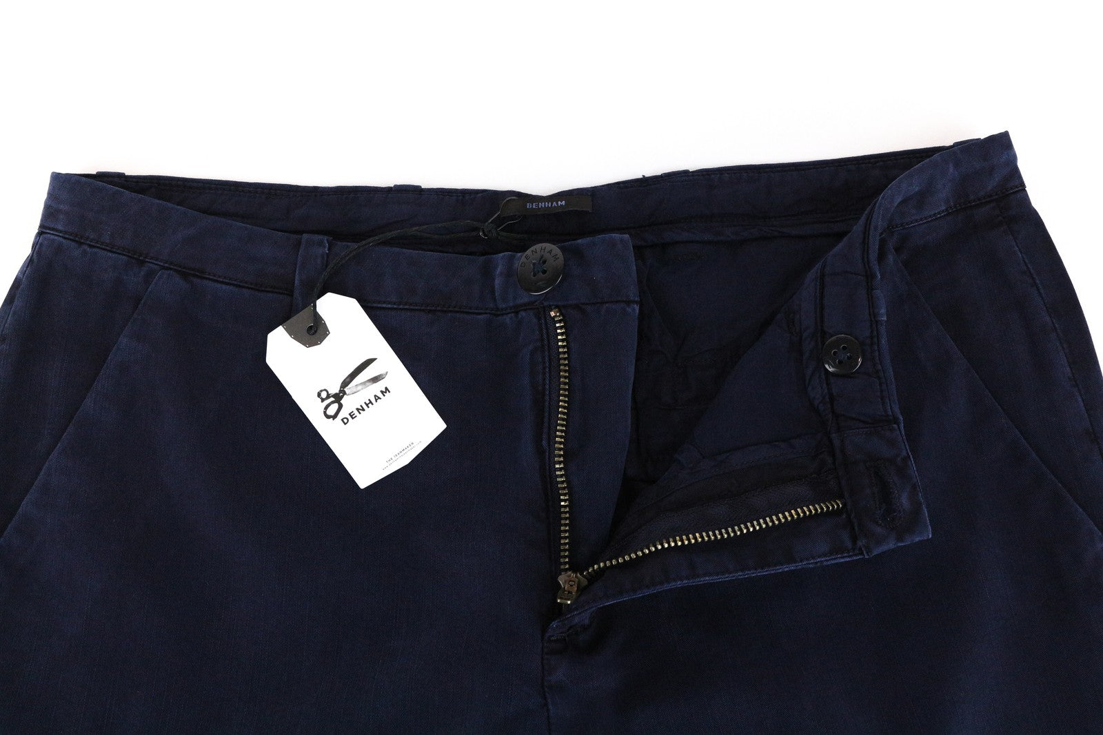 DENHAM Ocean Women's S Trousers Navy Cotton Blend Lightweight Chino Classic