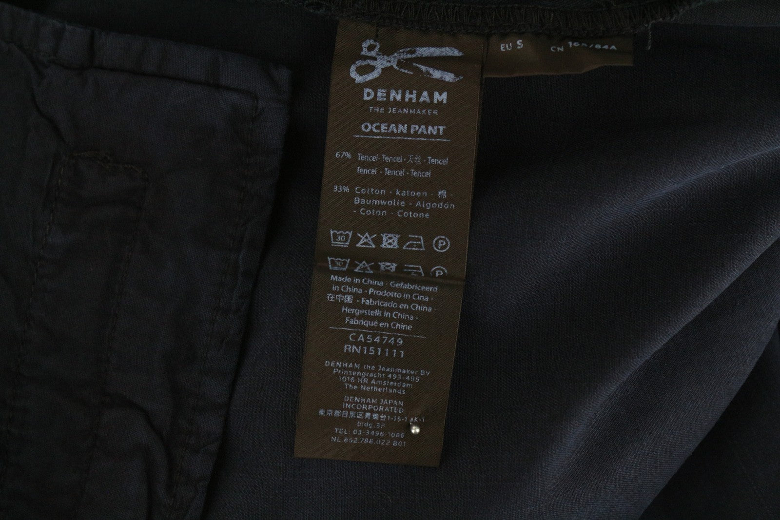 DENHAM Ocean Women's S Trousers Navy Cotton Blend Lightweight Chino Classic