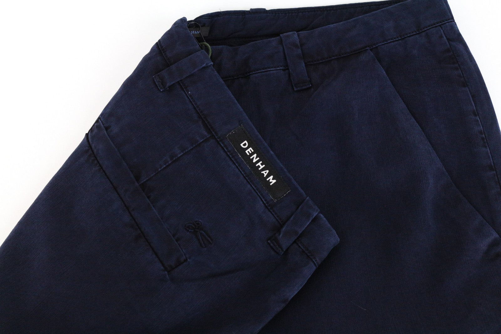 DENHAM Ocean Women's S Navy Cotton Chino Lightweight Classic Zipped Trousers