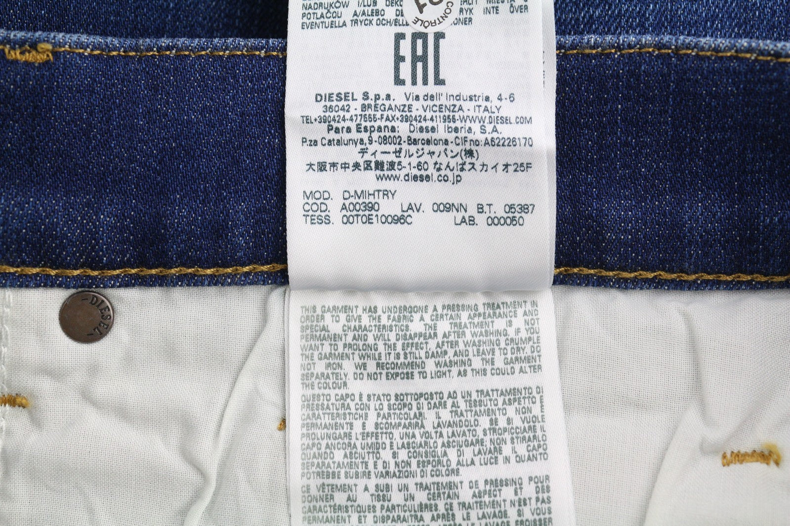 DIESEL D-Mihtry 009NN Men Jeans W30/L32 Straight Fit Stretch Washed Blue Logo