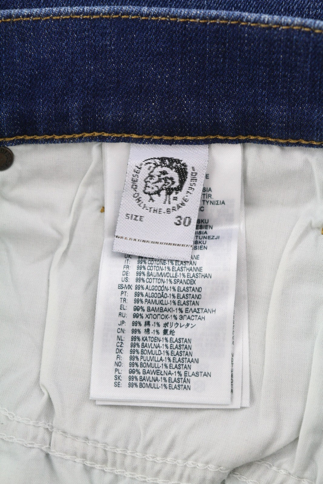 DIESEL D-Mihtry 009NN Men Jeans W30/L32 Straight Fit Stretch Washed Blue Logo