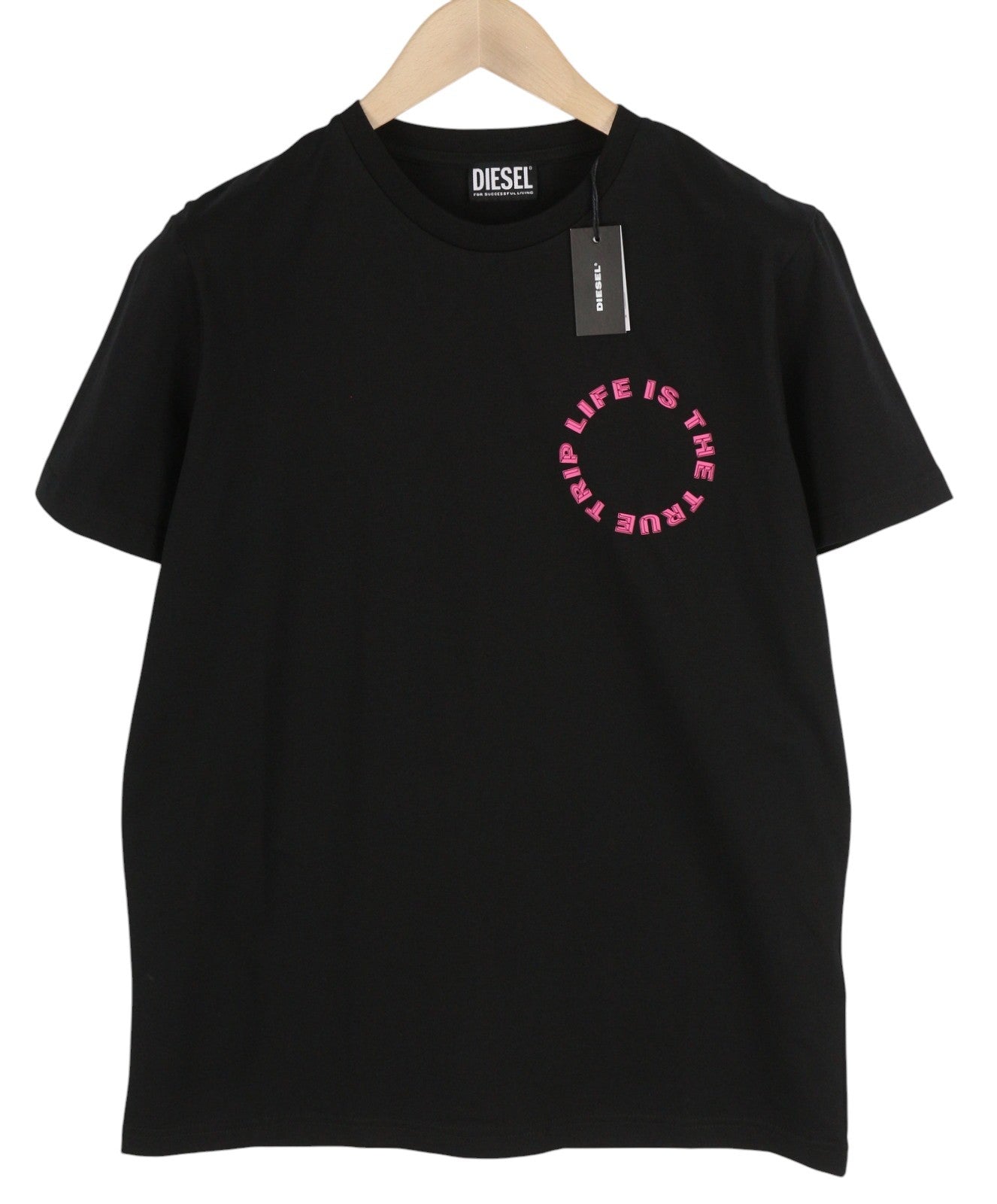 DIESEL T-Diegos-B7 Men's T-Shirt M Black Short Sleeved Crew Collar  Tricot