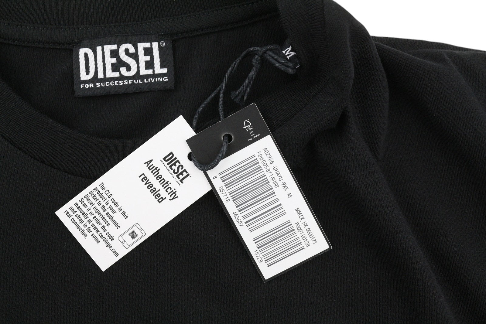 DIESEL T-Diegos-B7 Men's T-Shirt M Black Short Sleeved Crew Collar  Tricot