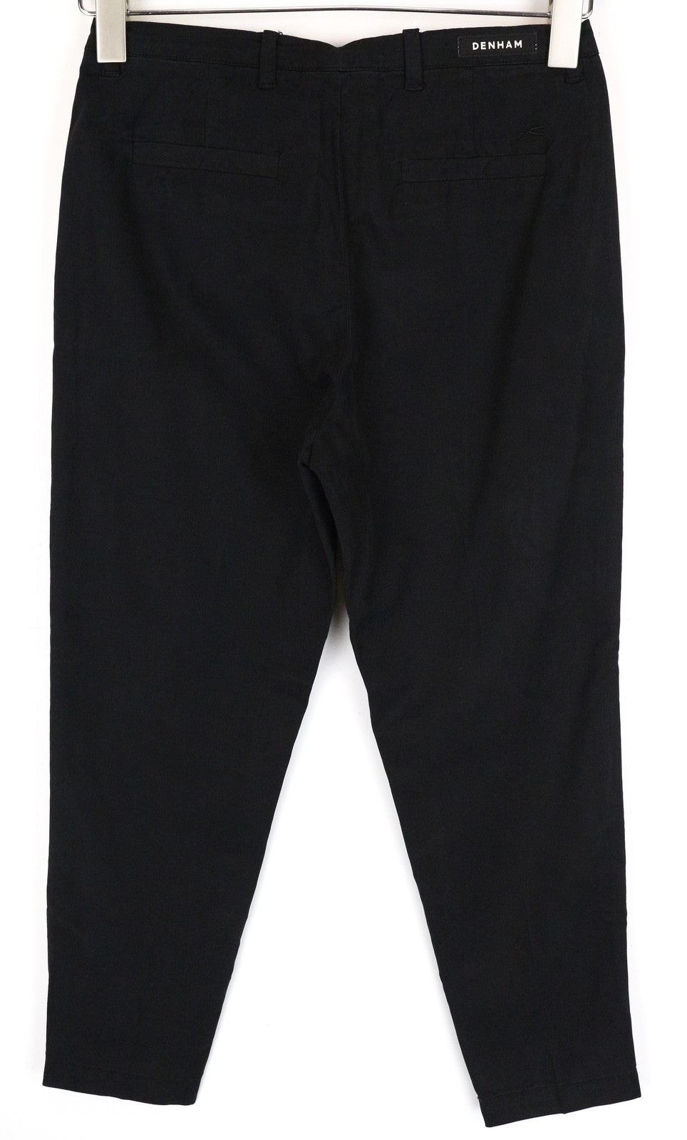 DENHAM Ocean Women's Trousers 2XS Lightweight Black Cotton Chino Zipped