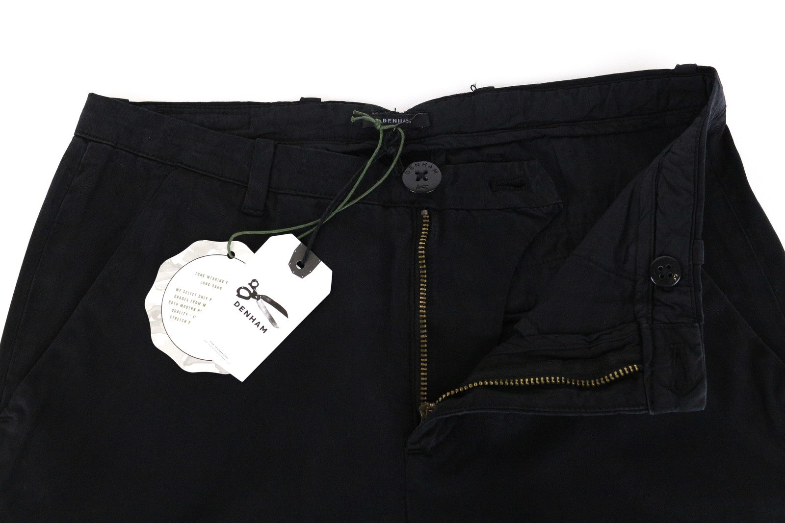 DENHAM Ocean Women's Trousers 2XS Lightweight Black Cotton Chino Zipped