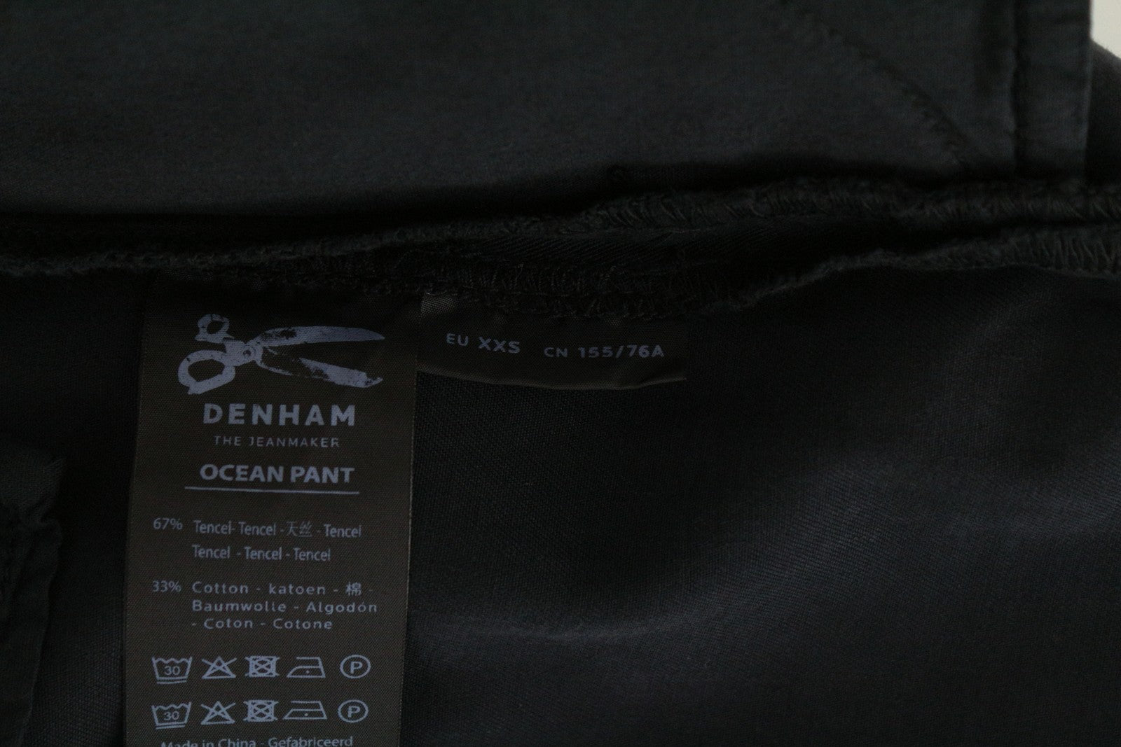 DENHAM Ocean Women's Trousers 2XS Lightweight Black Cotton Chino Zipped